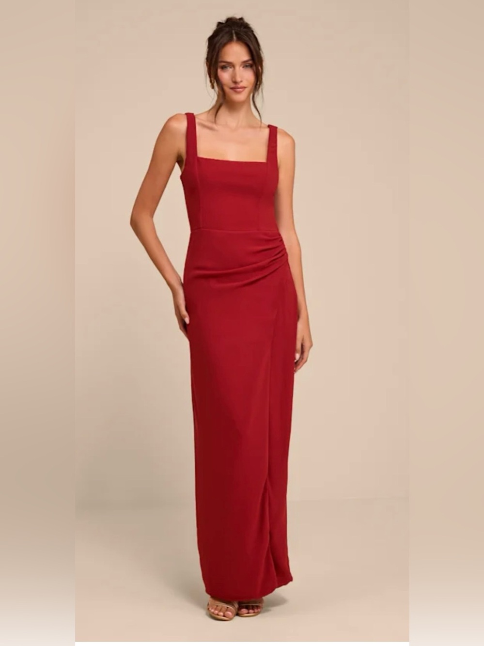 Lulus Glamorous Disposition Ruched Maxi Dress M NWT